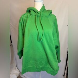 Zara Bright Green Hoodie, Dramatic Side Slits